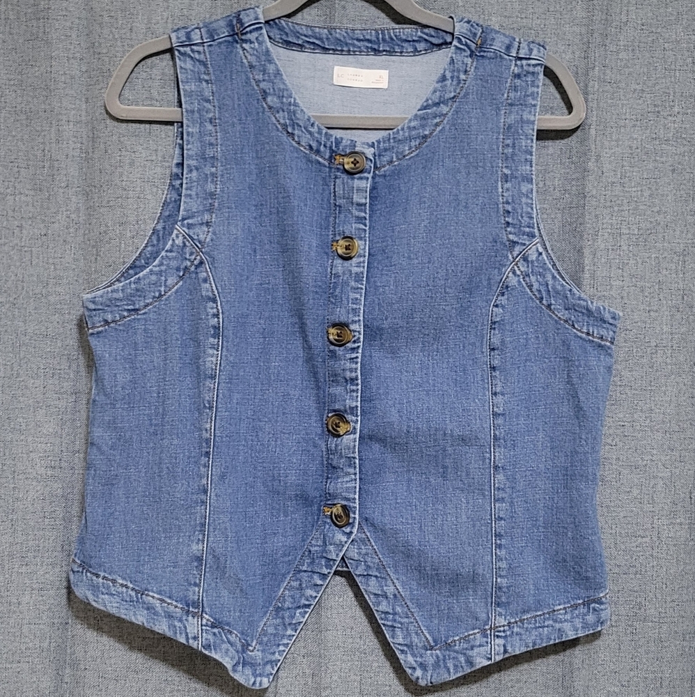 LC Lauren Conrad Blue Denim Vest